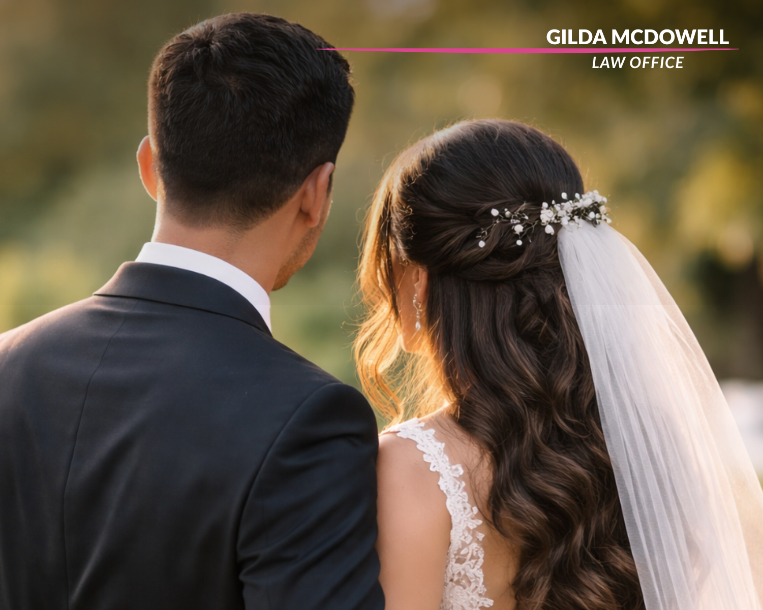 Bride and groom standing together during their wedding