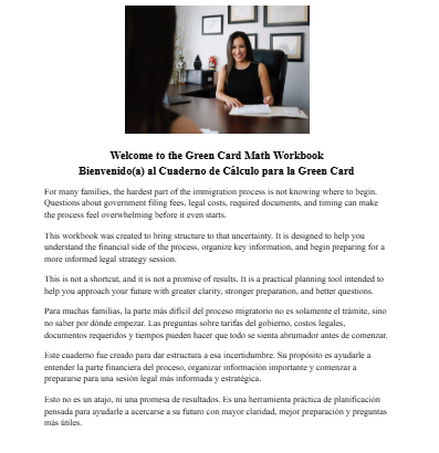 Green Card Math workbook preview