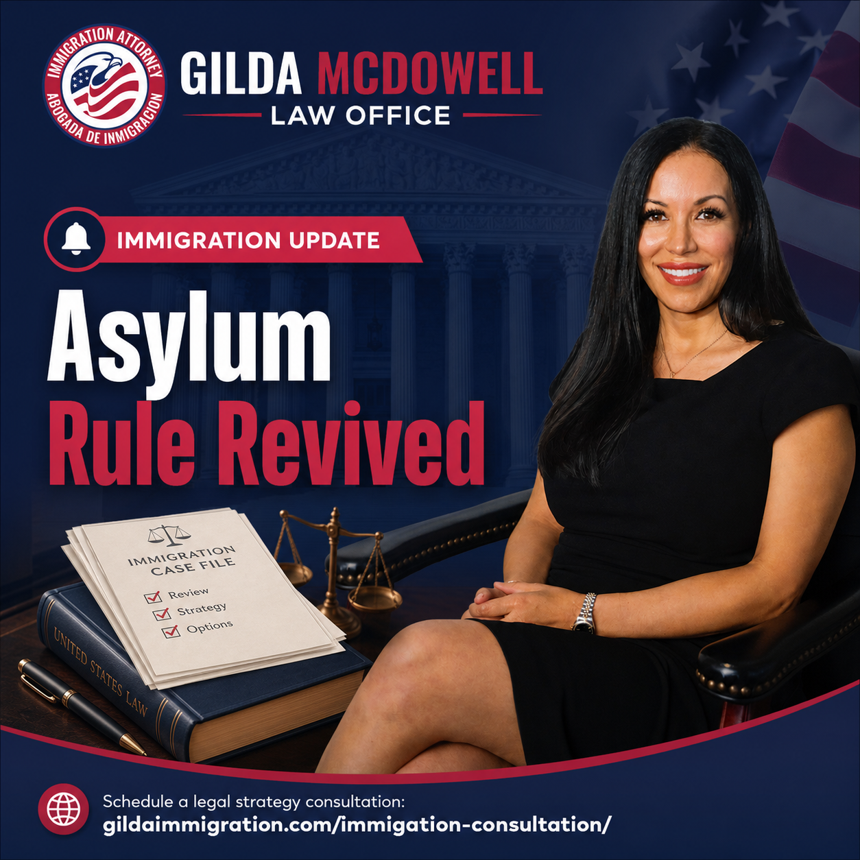Immigration update graphic about an asylum rule review