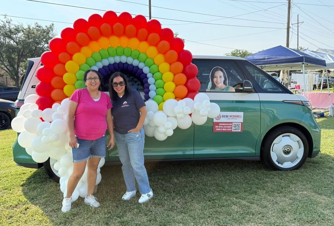 Gilda McDowell with a local partner at a community open house in Lubbock